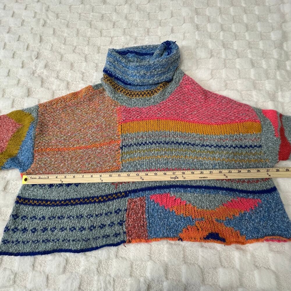 Sincerely Jules Sweater Medium Cropped Colorful Boho Knit Boxy Oversized - Picture 6 of 9